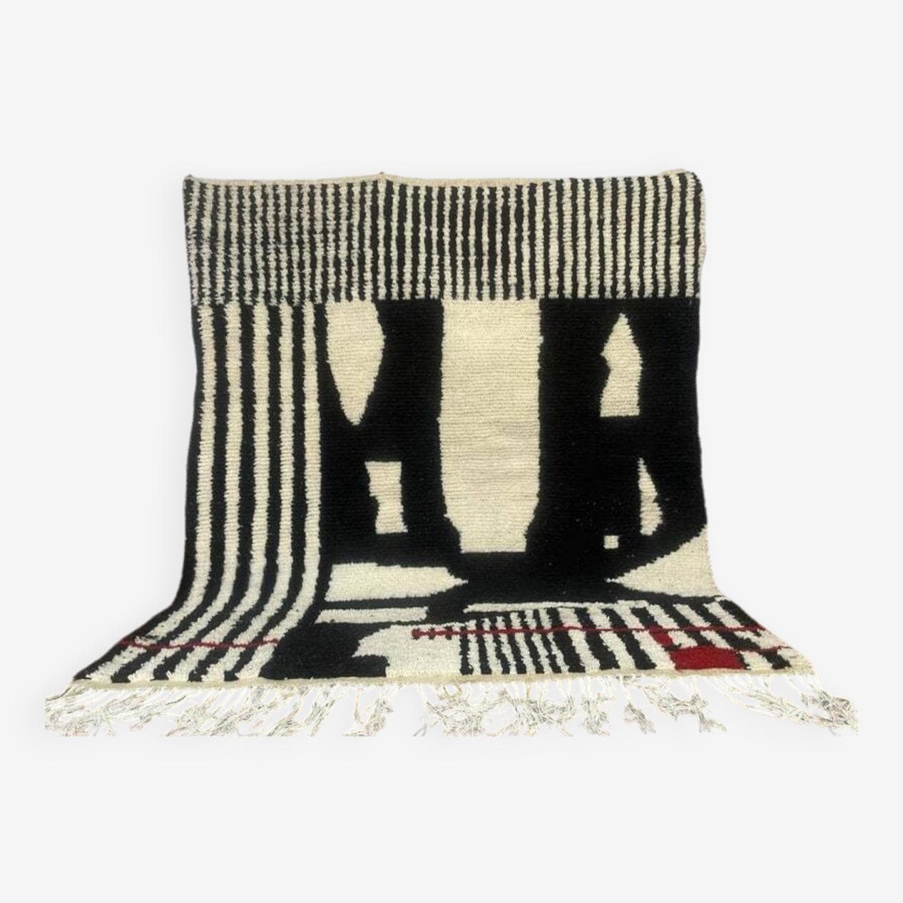 Ręcznie tkany dywan 300x200 cm, wełna, kość słoniowa, czarny, Maroko - 201434