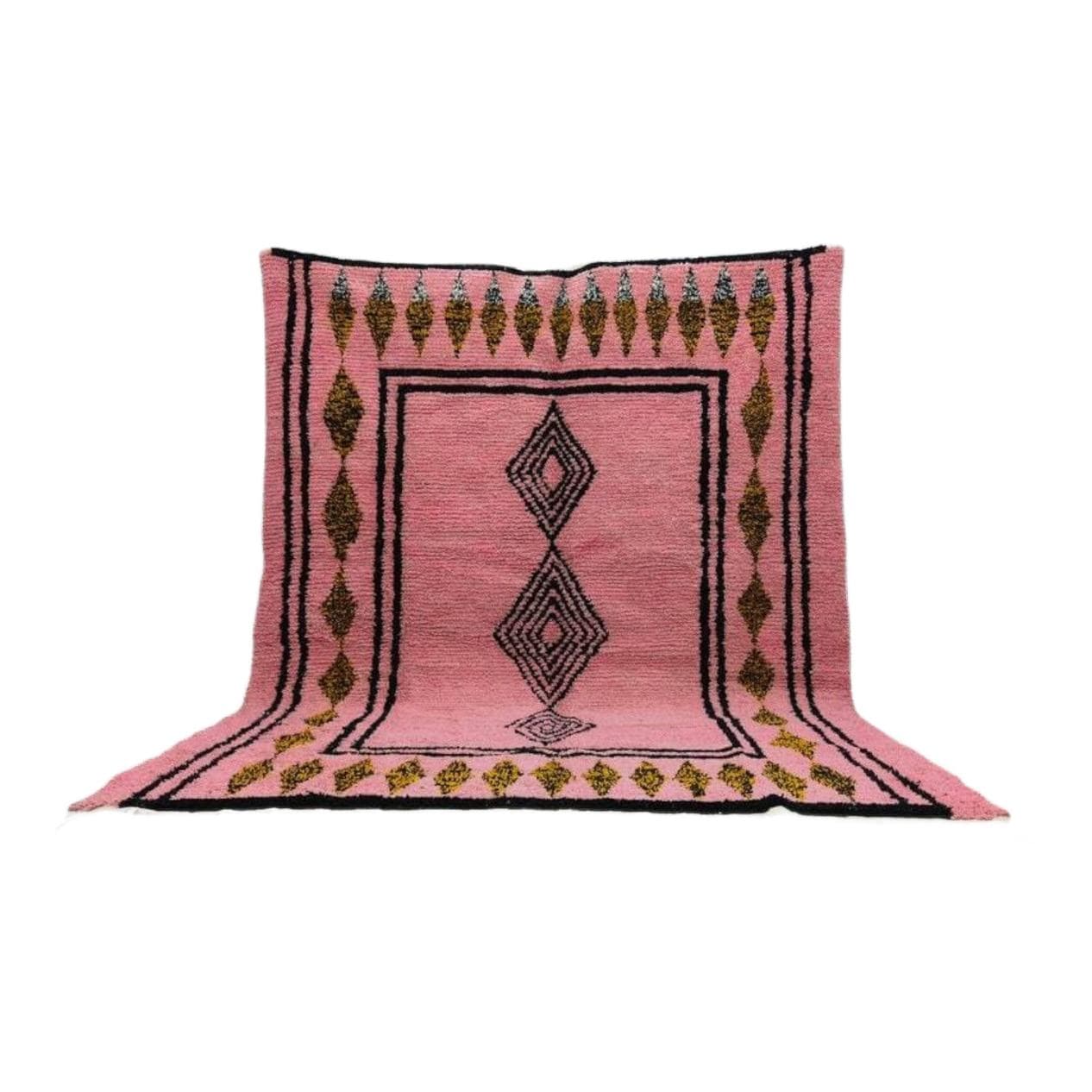 Ręcznie tkany dywan 250x150 cm, wełna, różowy, Maroko