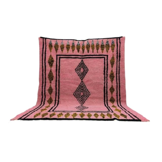Ręcznie tkany dywan 250x150 cm, wełna, różowy, Maroko - WYMIARY