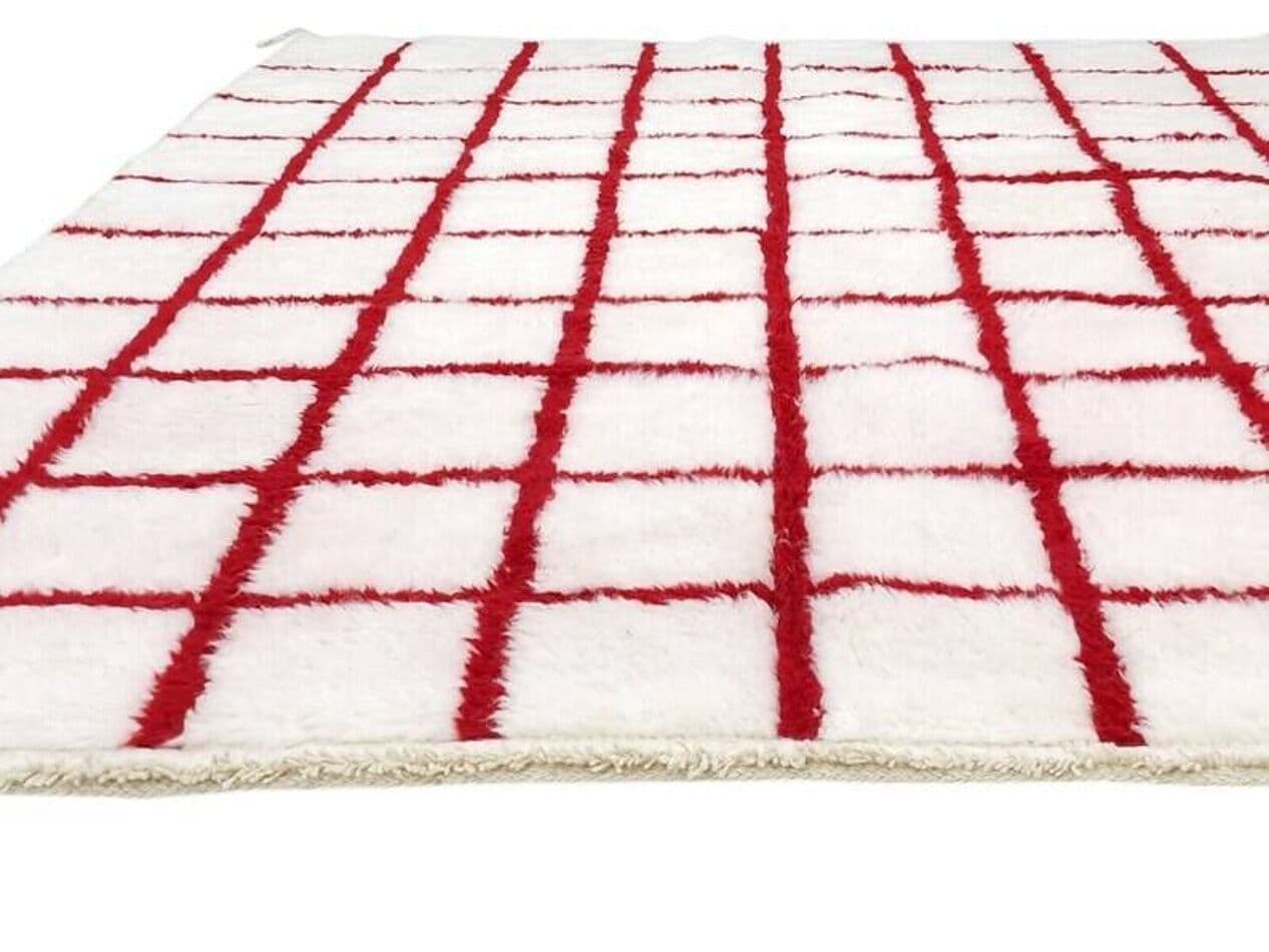 Ręcznie tkany dywan 250x150 cm, wełna, biały, czerwony, Maroko - 201362