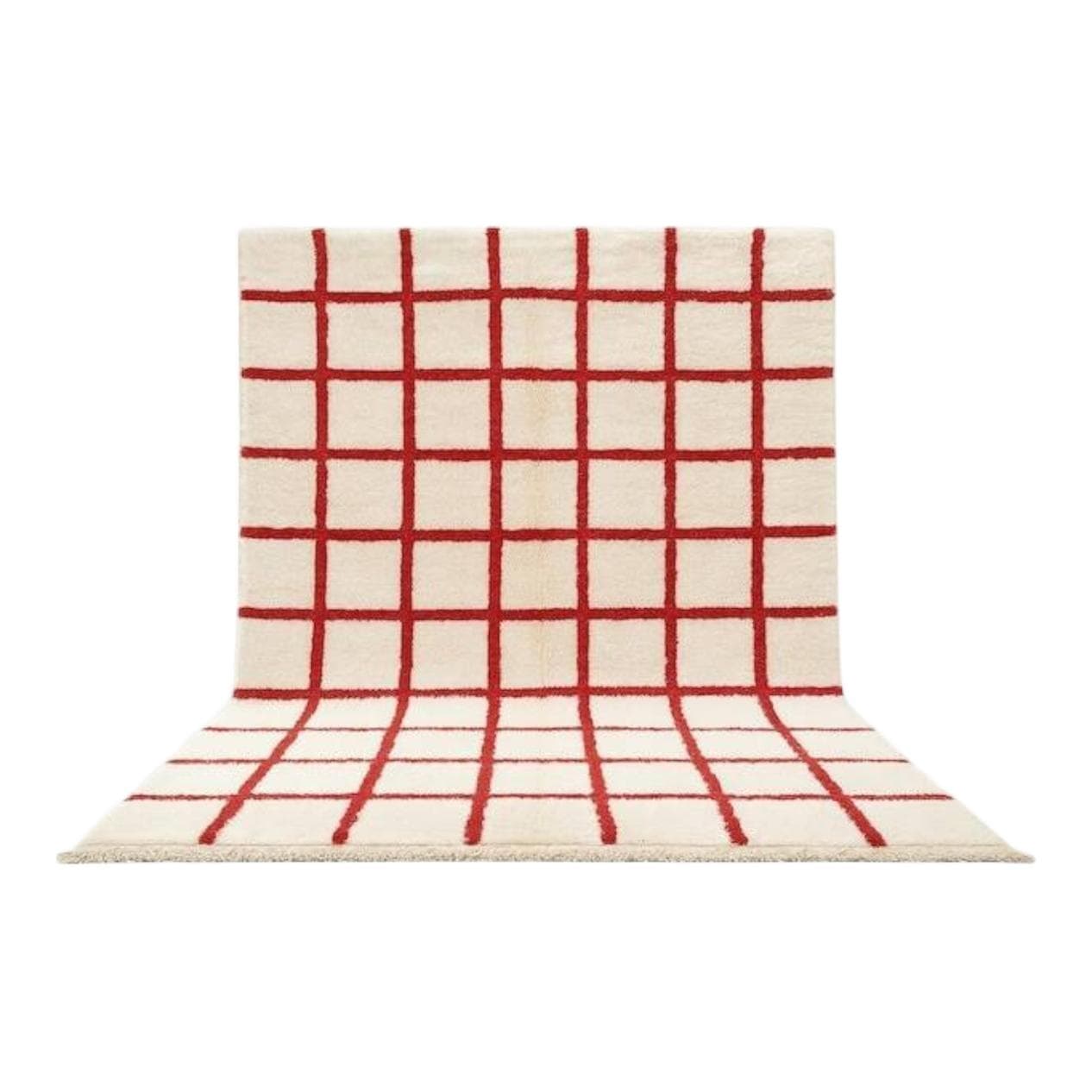 Ręcznie tkany dywan 250x150 cm, wełna, biały, czerwony, Maroko