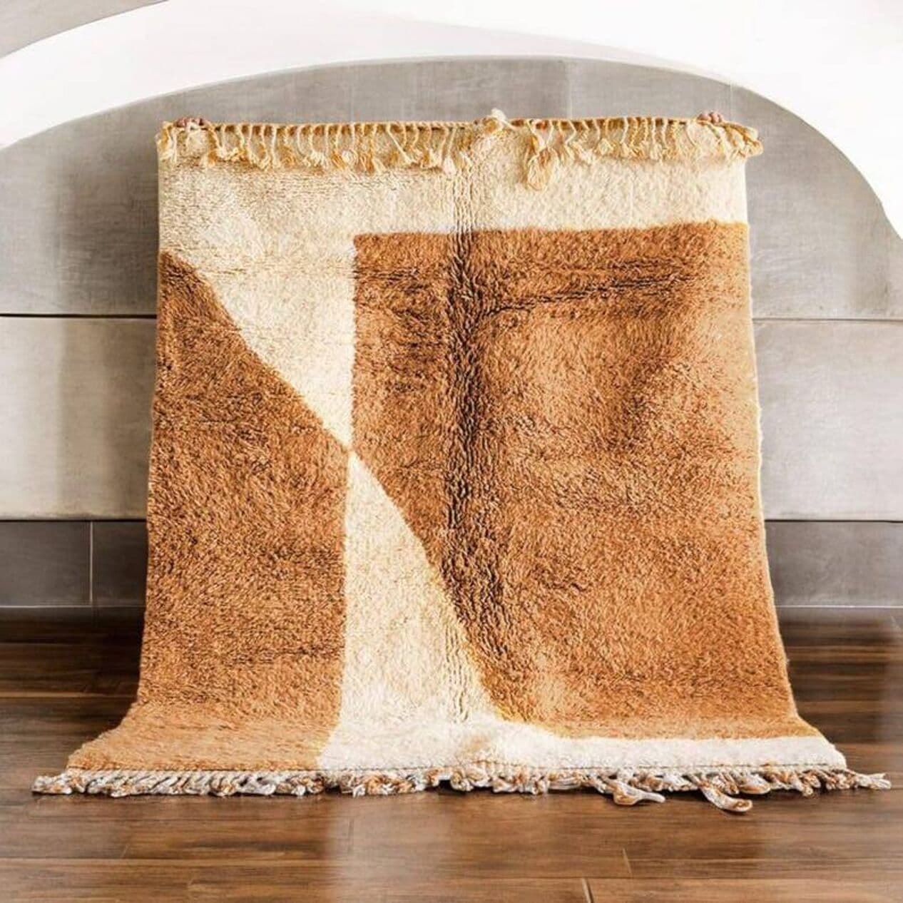 Ręcznie tkany dywan 200x300 cm, wełna, brązowy, beżowy, Maroko - 201305