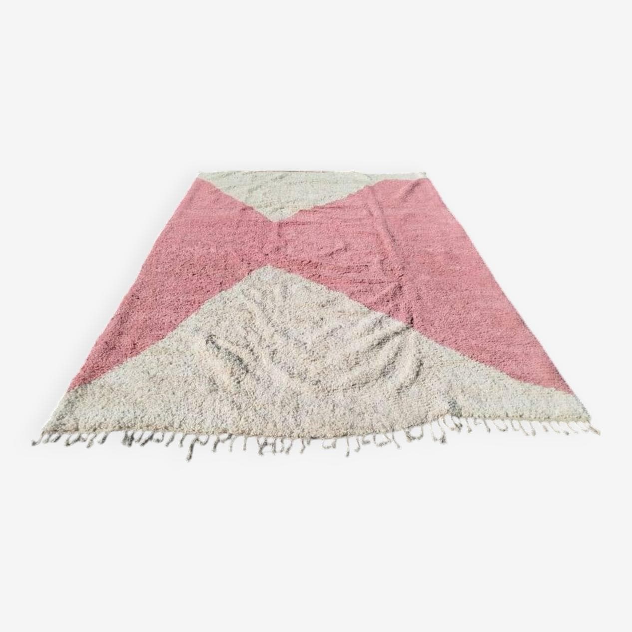 Ręcznie tkany dywan 200x300 cm, wełna, różowy, kość słoniowa, Maroko - 201262
