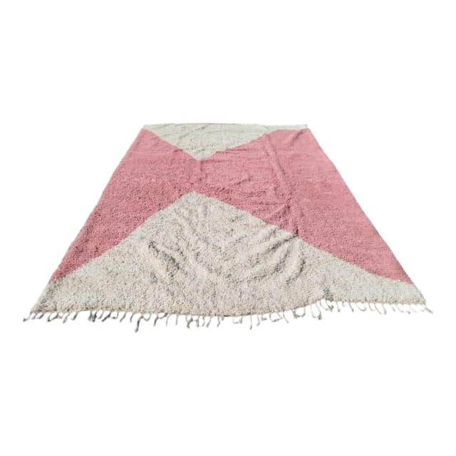 Ręcznie tkany dywan 200x300 cm, wełna, różowy, kość słoniowa, Maroko - WYMIARY