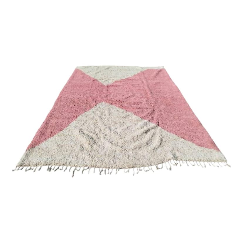 Ręcznie tkany dywan 200x300 cm, wełna, różowy, kość słoniowa, Maroko