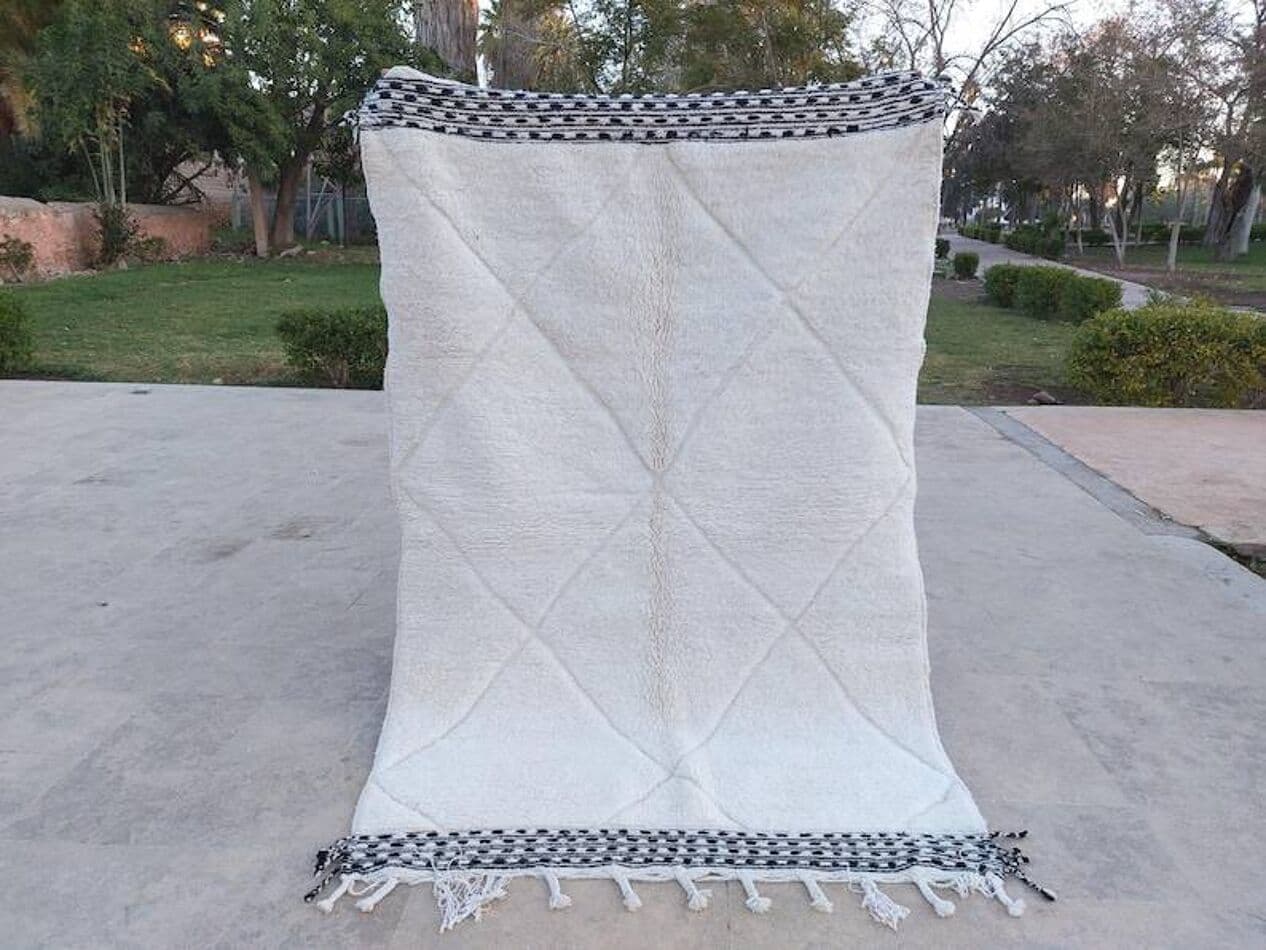 Ręcznie tkany dywan 250x150 cm, wełna, biały, Maroko - 203094