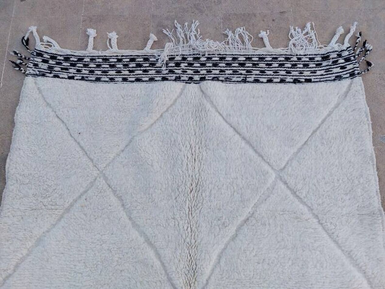 Ręcznie tkany dywan 250x150 cm, wełna, biały, Maroko - 203091