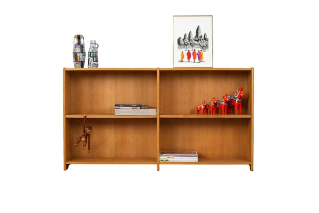 Regał skandynawski, dąb, Dania, lata 70. - WYMIARY