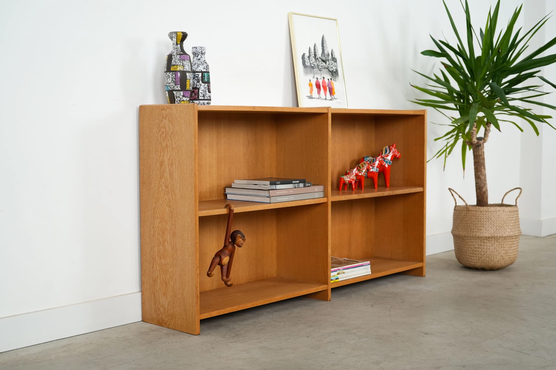 Regał skandynawski, dąb, Dania, lata 70. - 14312