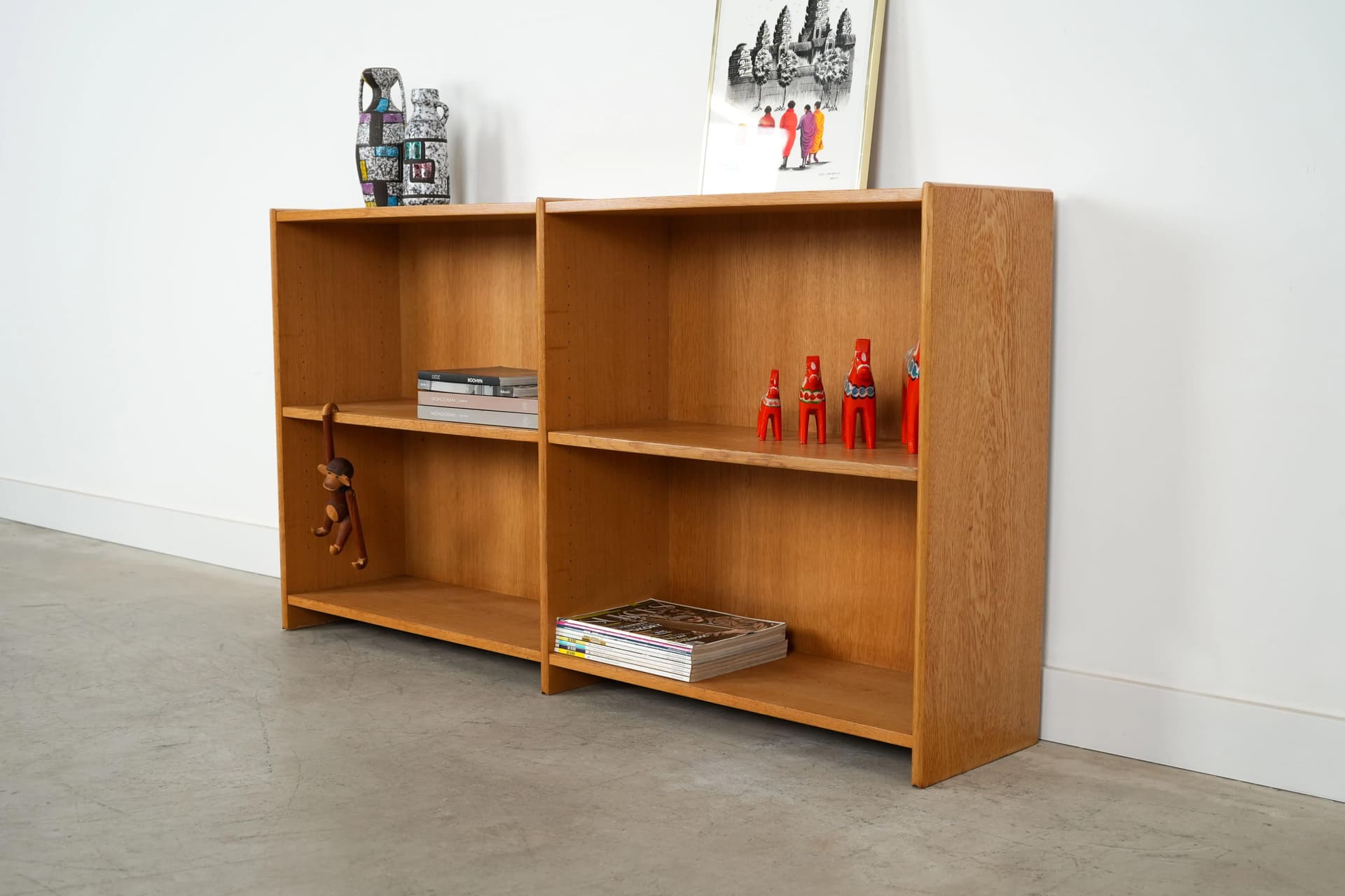 Regał skandynawski, dąb, Dania, lata 70. - 14314