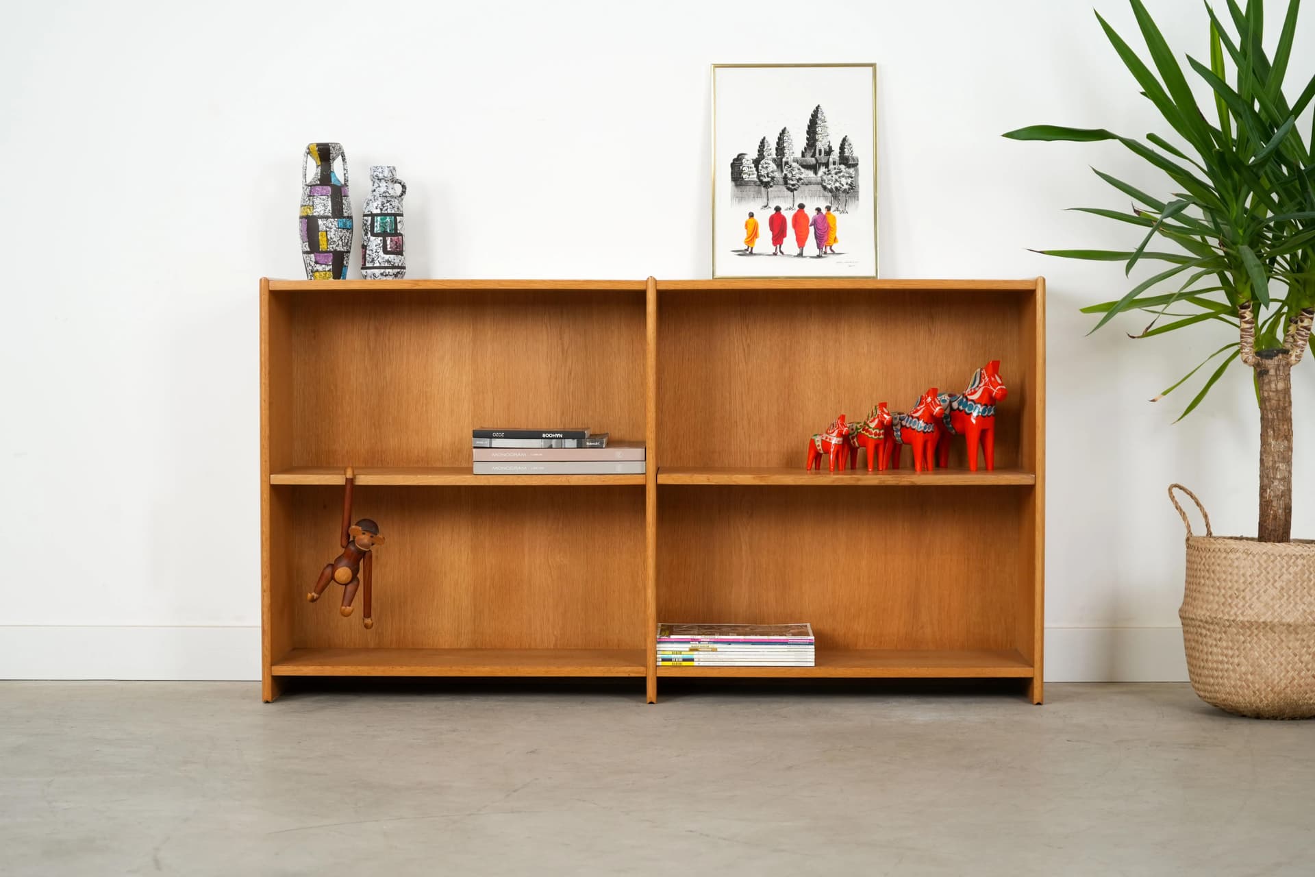 Regał skandynawski, dąb, Dania, lata 70. - 14311