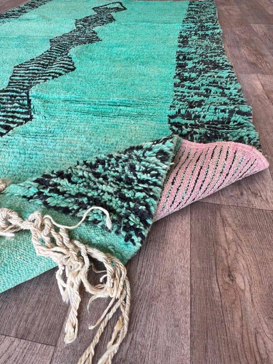 Ręcznie tkany dywan 200x300 cm, wełna, turkusowy, Maroko - 203056