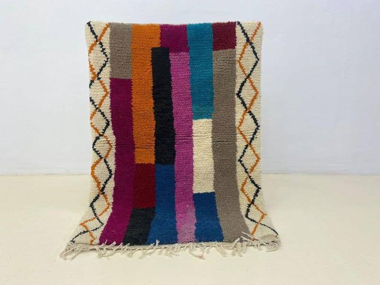 Ręcznie tkany dywan 200x300 cm, wełna, multikolor, Maroko - 203048