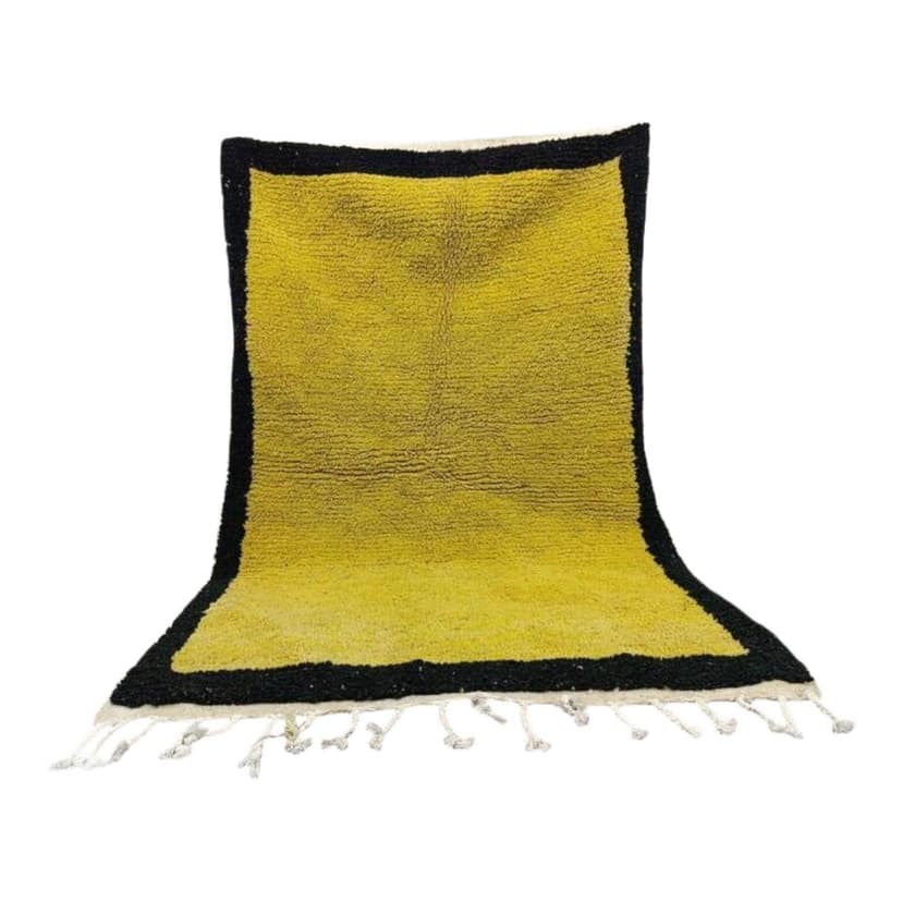 Ręcznie tkany dywan 250x150 cm, wełna, żółty, czarny, Maroko