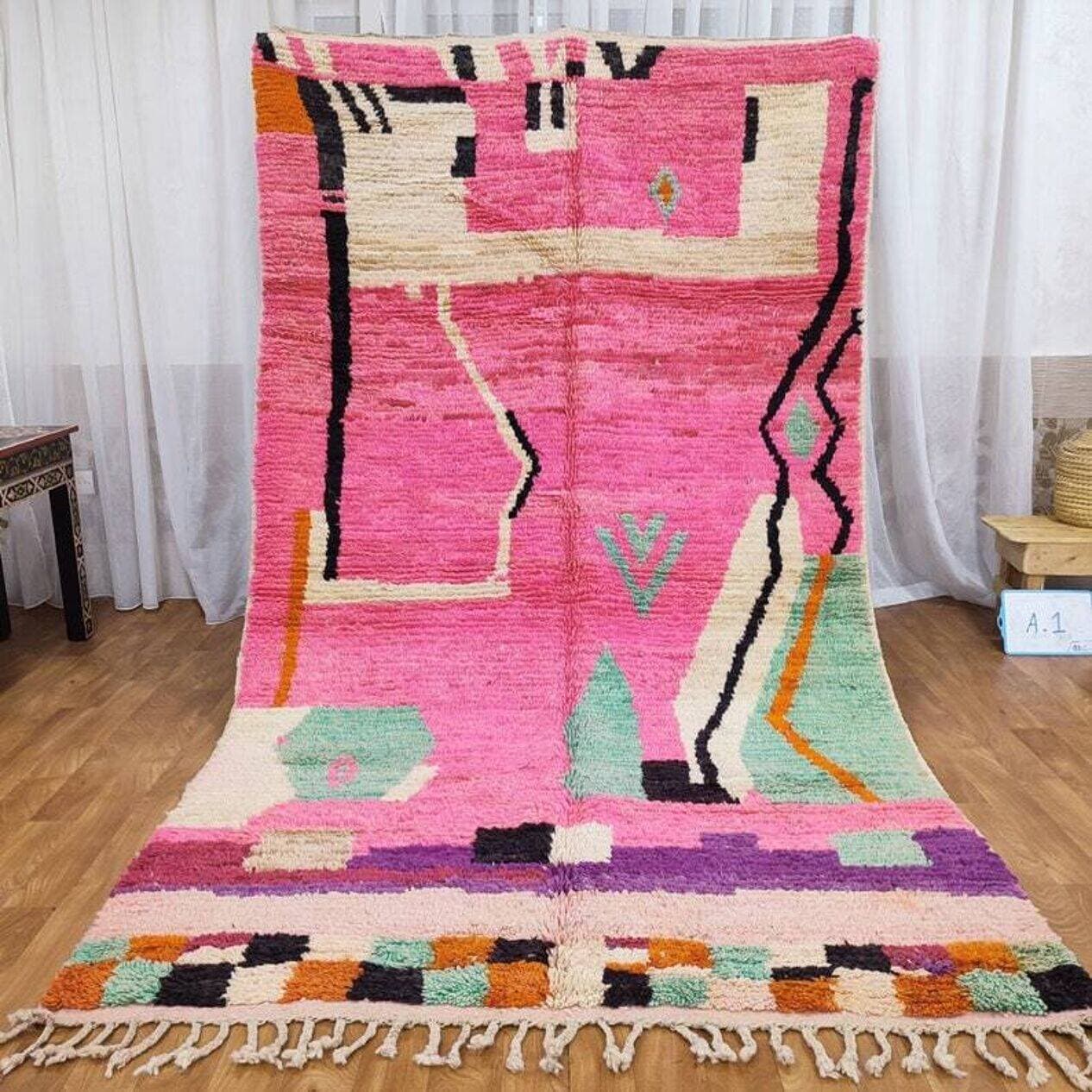 Ręcznie tkany dywan 250x150 cm, wełna, multikolor, Maroko - 202966