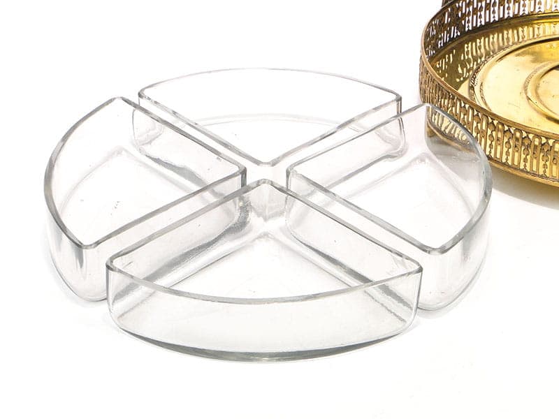 Kabaret na przystawki Art Nouveau, złoty brąz, szkło kryształowe, Austria, początek XX w. - 201737