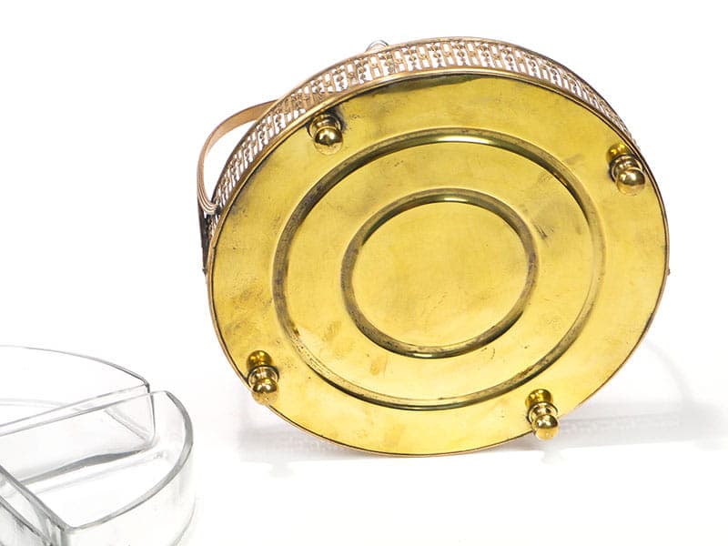 Kabaret na przystawki Art Nouveau, złoty brąz, szkło kryształowe, Austria, początek XX w. - 201734