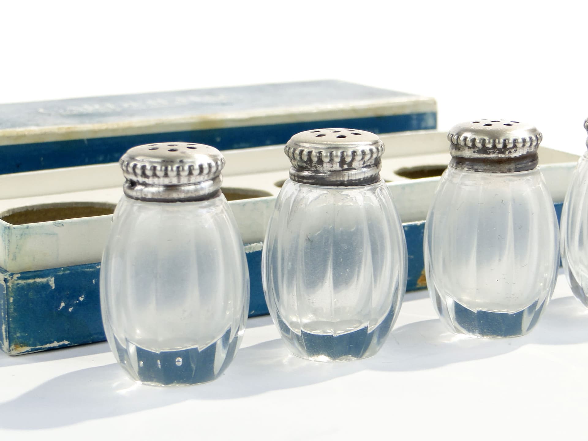 Set of Four Salt Shakers, Transparent Glass, Silver, Christofle, France, 1940s - 201744