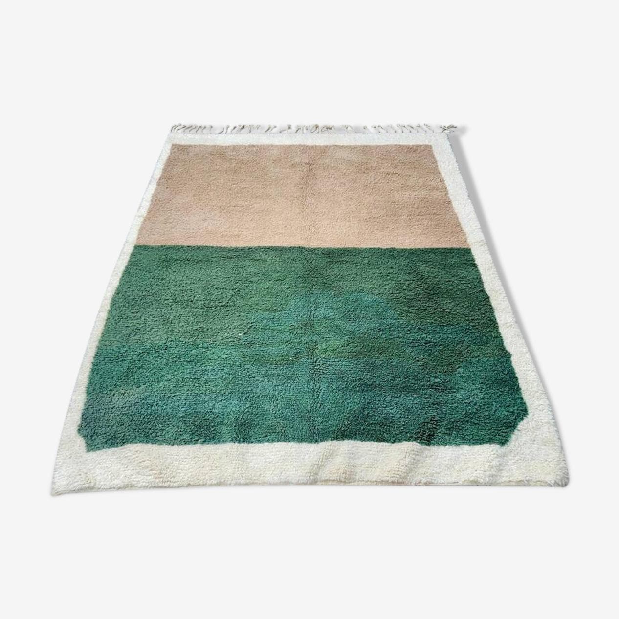 Ręcznie tkany dywan 250x150 cm, wełna, beżowy, zielony, Maroko - 202908