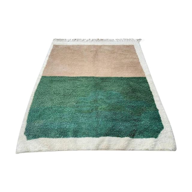 Ręcznie tkany dywan 250x150 cm, wełna, beżowy, zielony, Maroko - WYMIARY