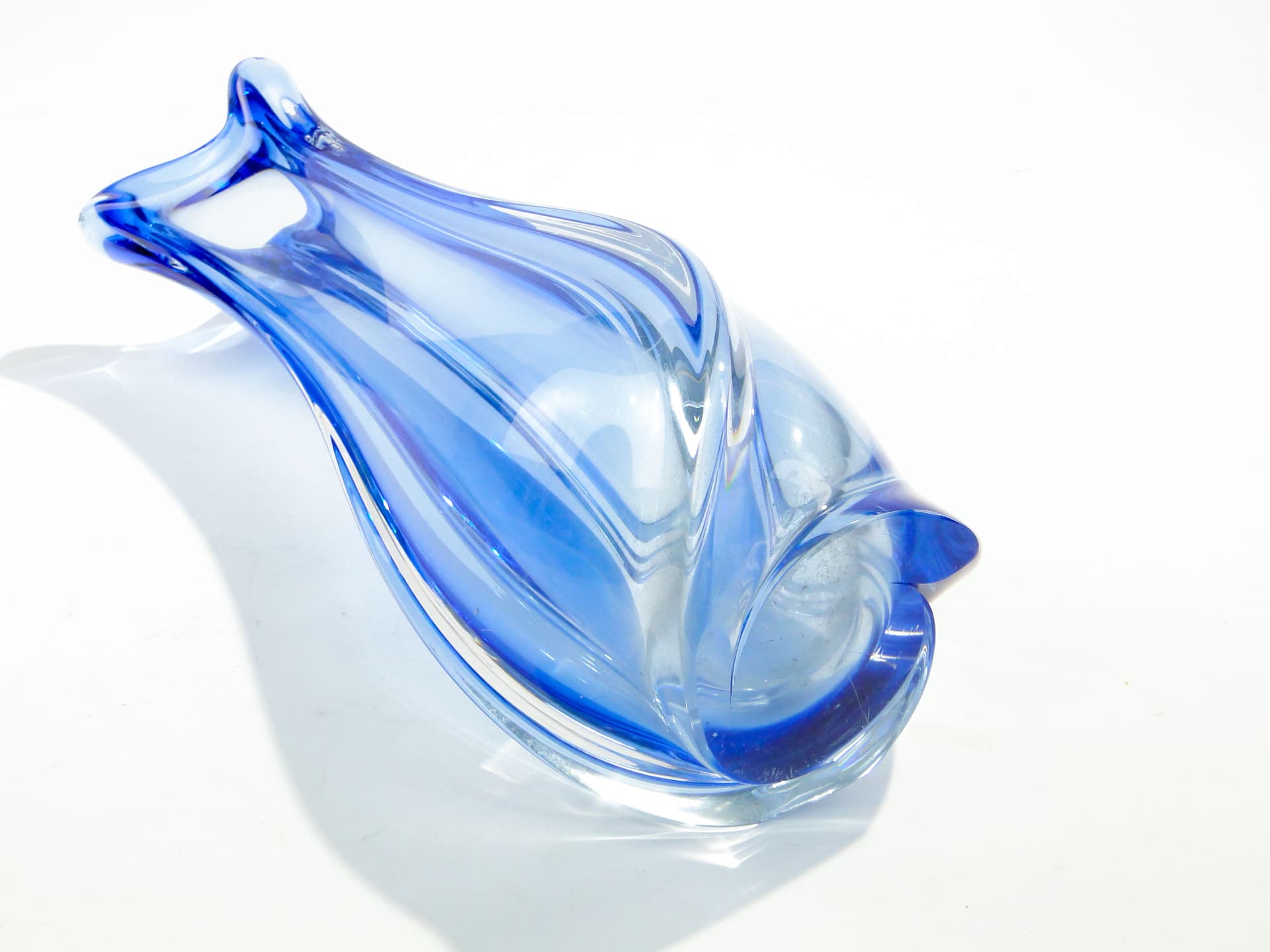 Wazon, szkło niebieski, Belgia, lata 60. - 1432