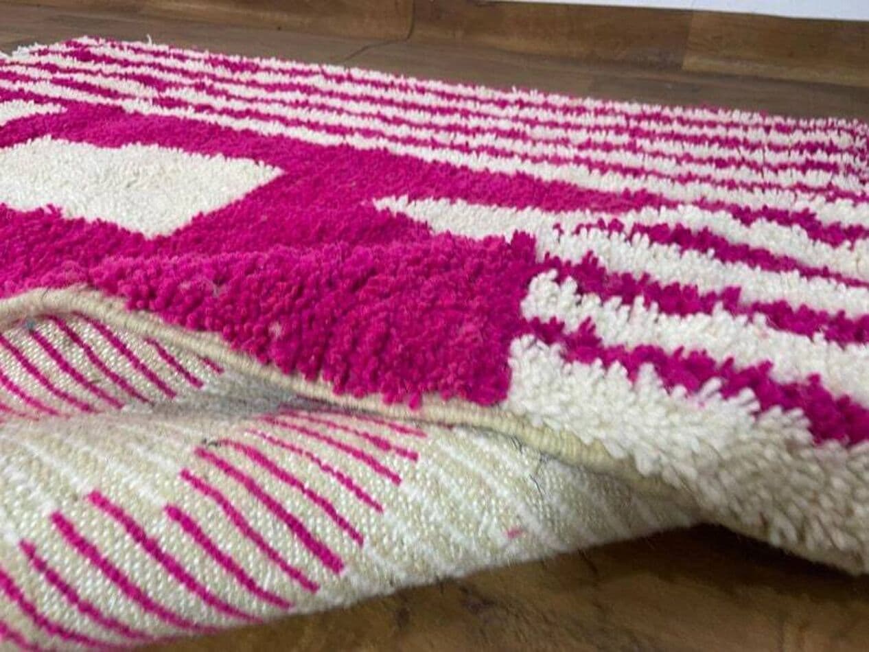 Ręcznie tkany dywan 250x150 cm, wełna, różowy, Maroko - 202883