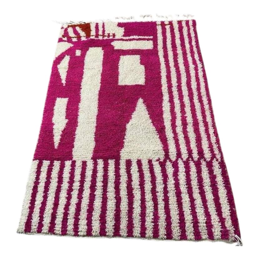 Ręcznie tkany dywan 250x150 cm, wełna, różowy, Maroko