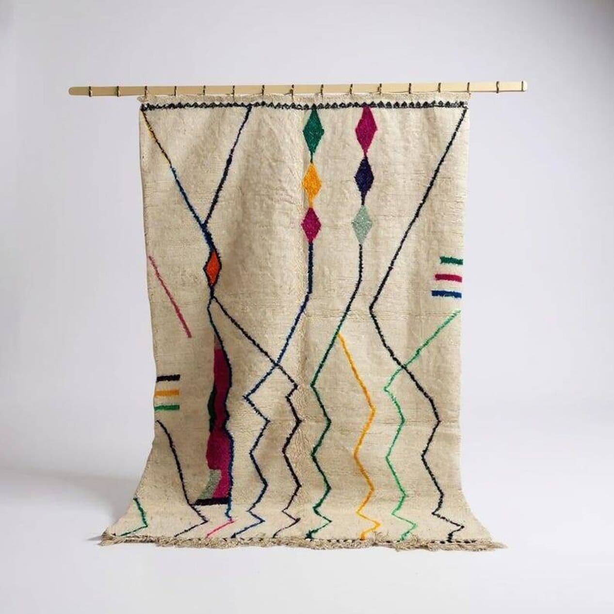 Ręcznie tkany dywan 250x150 cm, wełna, multikolor, Maroko - 202862