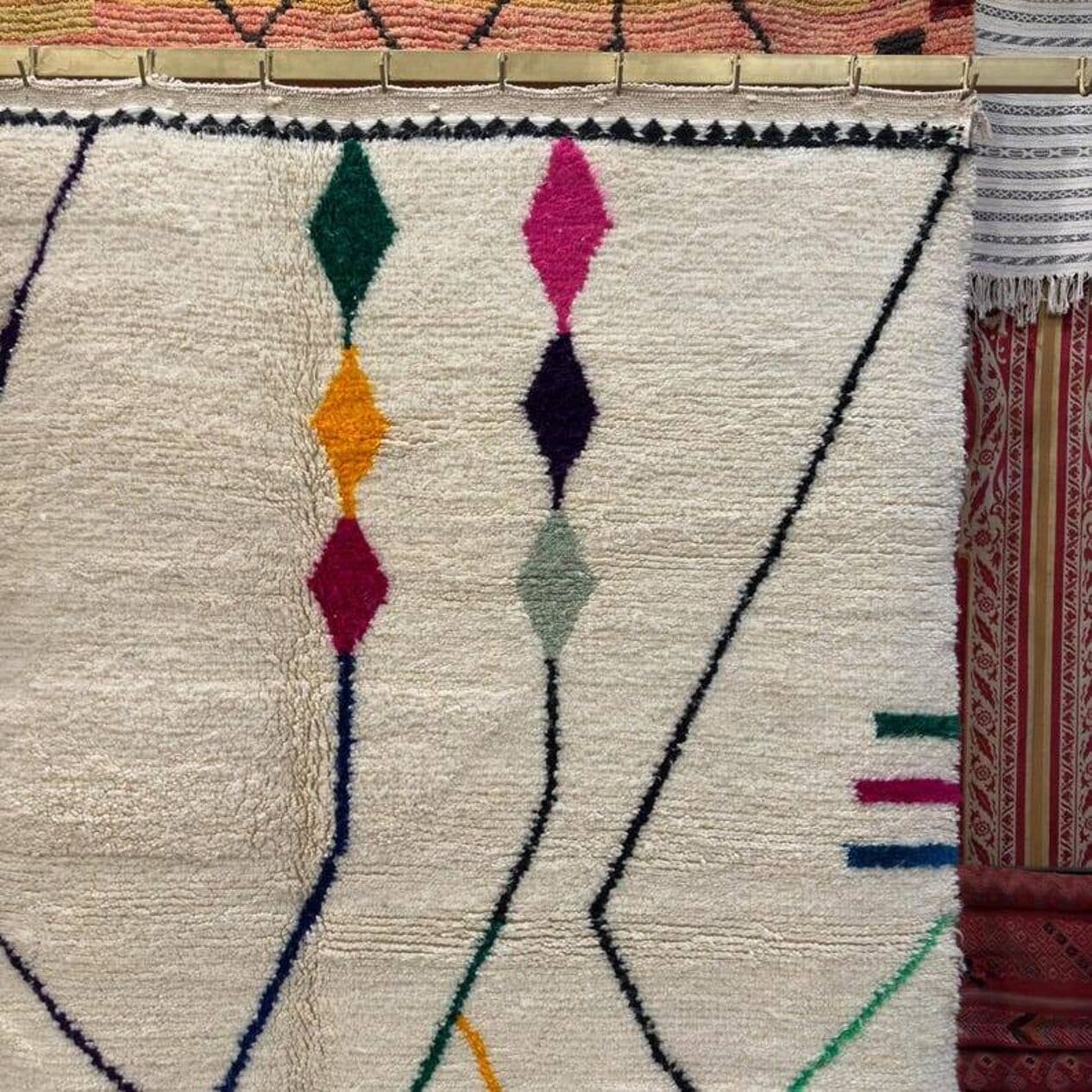 Ręcznie tkany dywan 250x150 cm, wełna, multikolor, Maroko - 202861