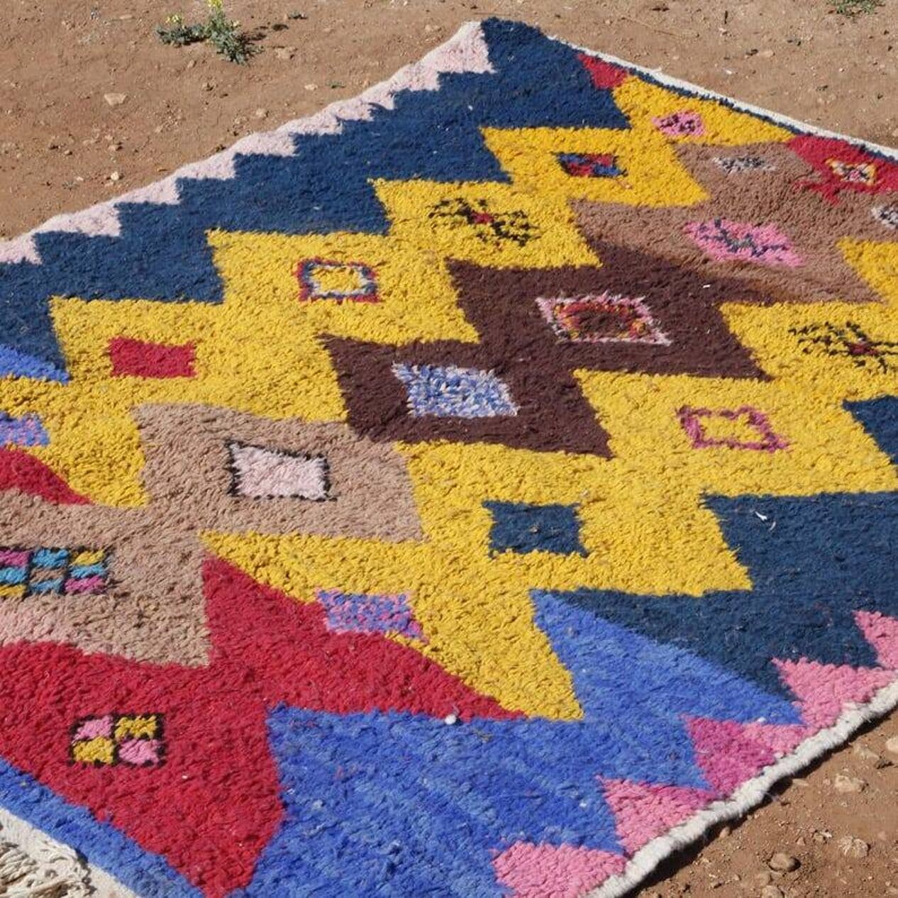 Ręcznie tkany dywan 250x150 cm, wełna, multikolor, Maroko - 202853