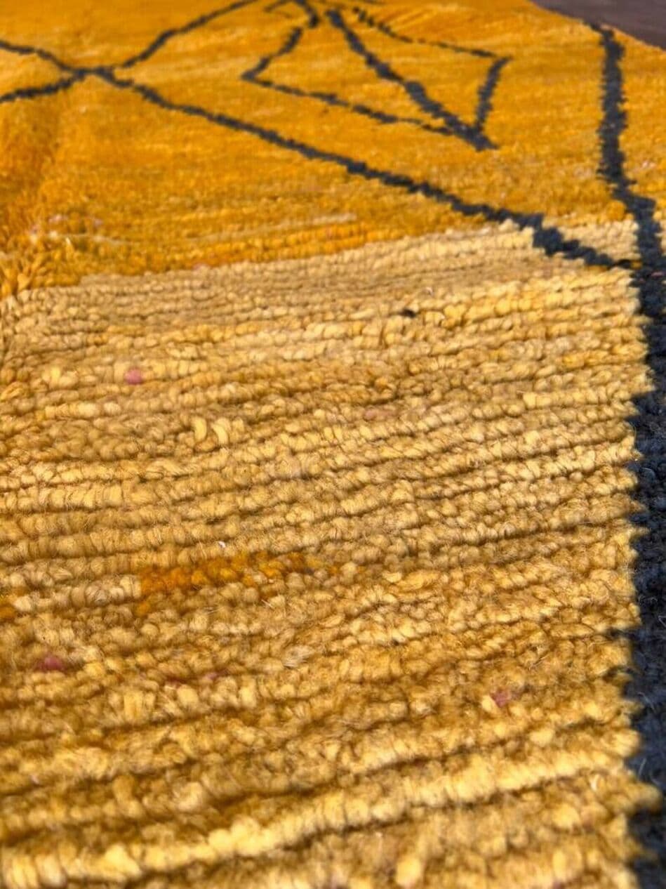Dywan berberyjski ręcznie tkany wełniany 200x300 cm żółty czarny, Maroko - 202843