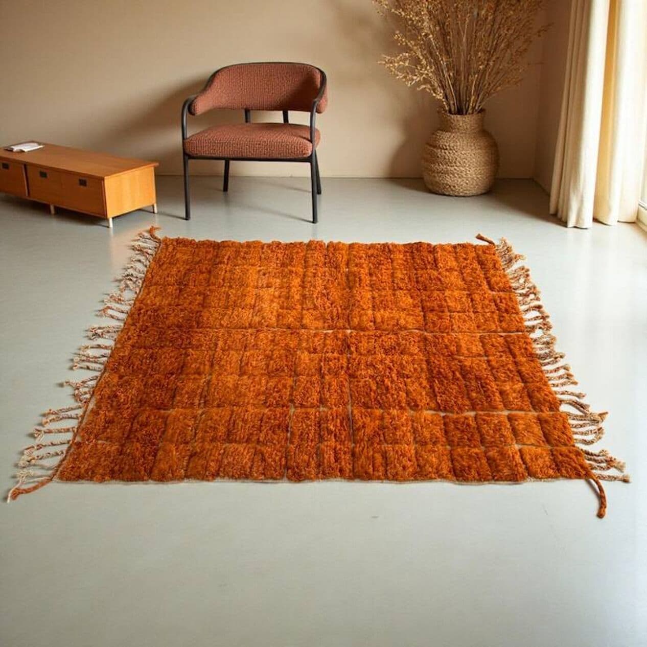 Ręcznie tkany dywan 100x200 cm, wełna, pomarańczowy, Maroko - 202811