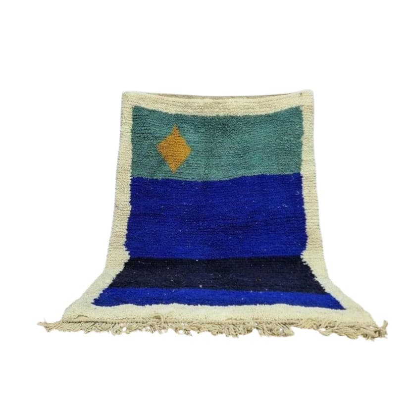 Ręcznie tkany dywan 250x150 cm, wełna, niebieski, zielony, Maroko