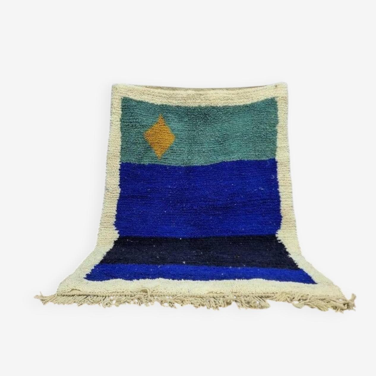 Ręcznie tkany dywan 250x150 cm, wełna, niebieski, zielony, Maroko - 202752