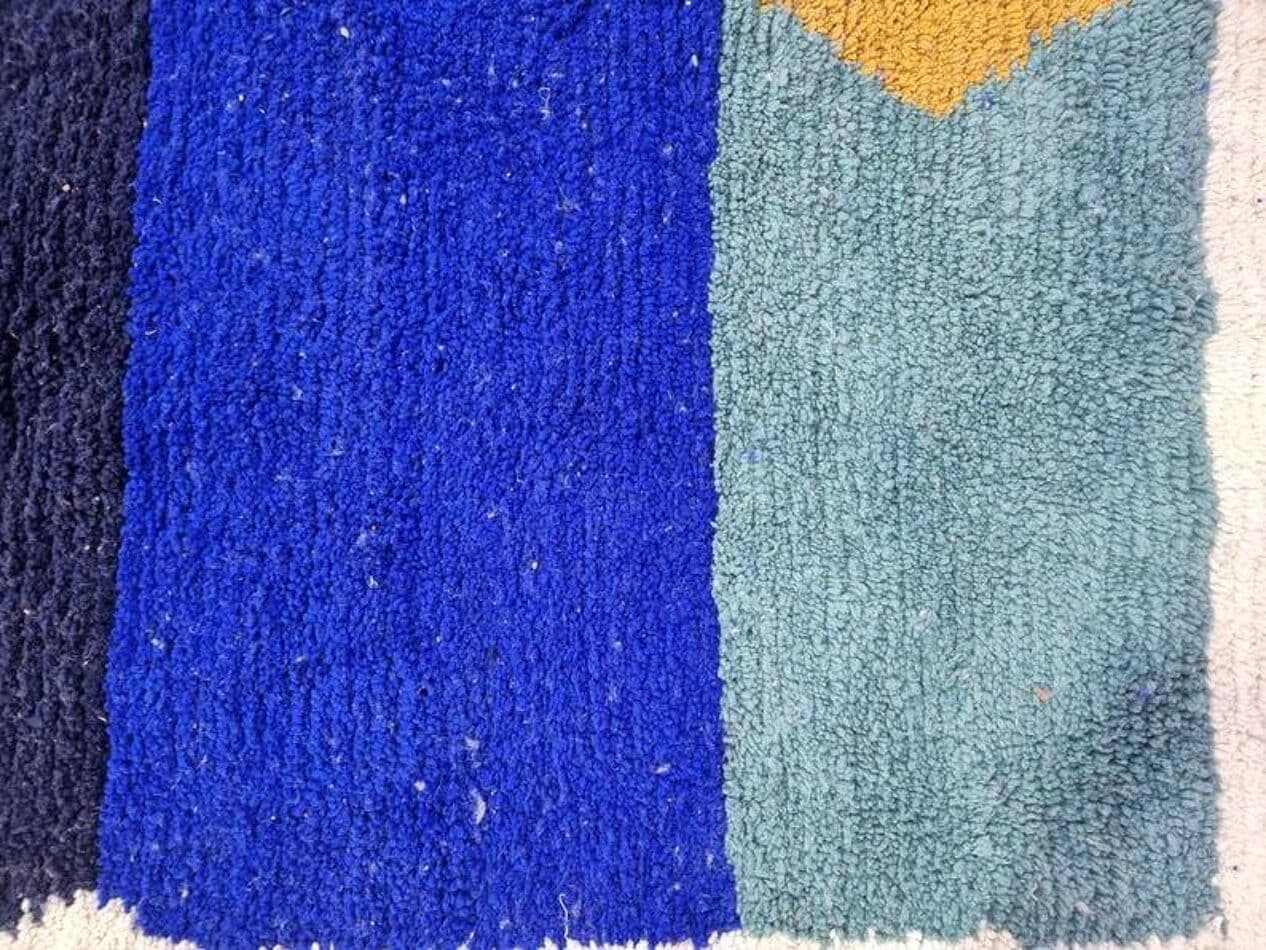 Ręcznie tkany dywan 250x150 cm, wełna, niebieski, zielony, Maroko - 202757