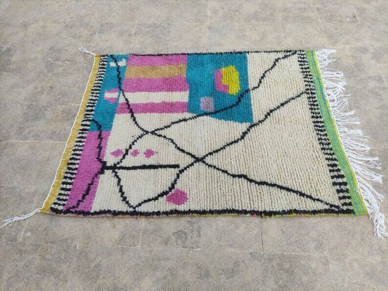 Ręcznie tkany dywan 250x150 cm, wełna, multikolor, Maroko - 202738