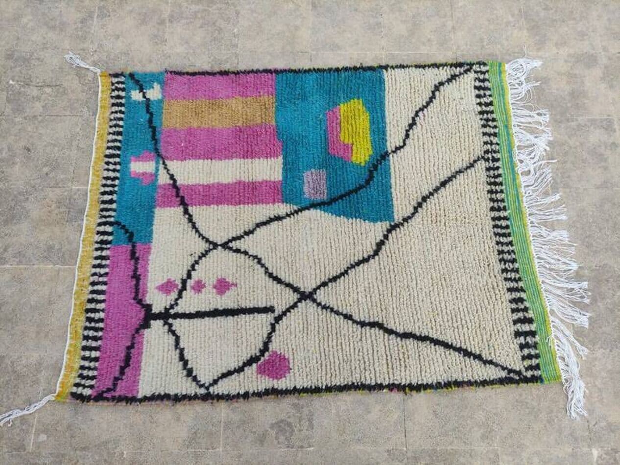 Ręcznie tkany dywan 250x150 cm, wełna, multikolor, Maroko - 202737