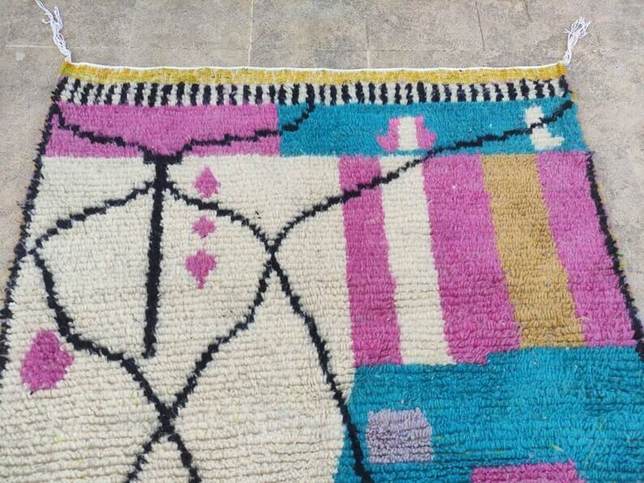 Ręcznie tkany dywan 250x150 cm, wełna, multikolor, Maroko - 202734