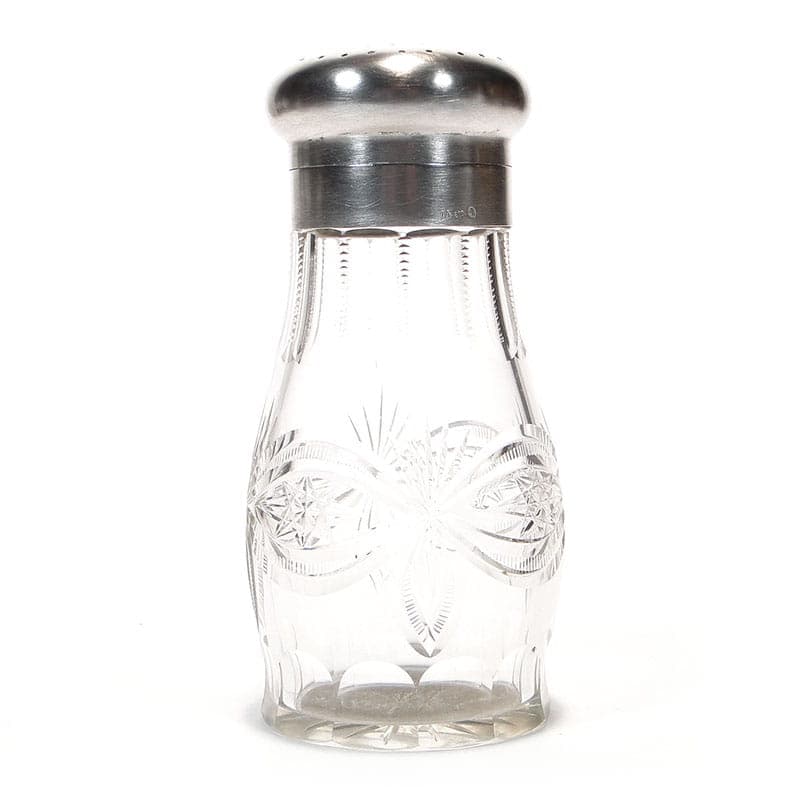 Sugar shaker, transparent crystal, silver, Germany, 19th c.
