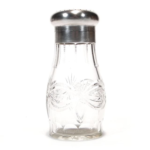 Sugar shaker, transparent crystal, silver, Germany, 19th c. - DIMENSION