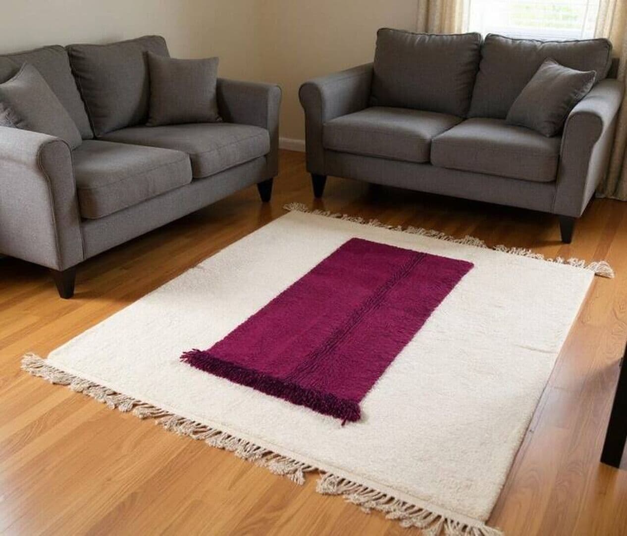 Ręcznie tkany dywan 200x300 cm, wełna, bordowy, Maroko - 202717