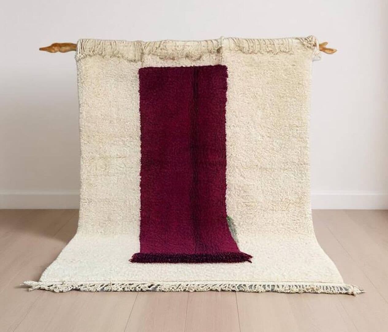 Ręcznie tkany dywan 200x300 cm, wełna, bordowy, Maroko - 202718