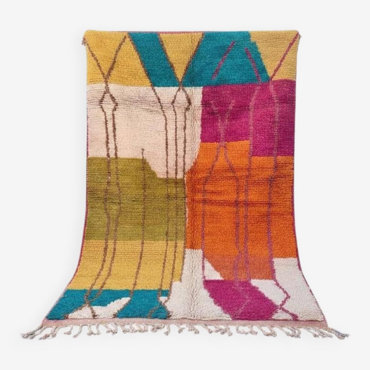 Ręcznie tkany dywan 250x150 cm, wełna, multikolor, Maroko - 202702