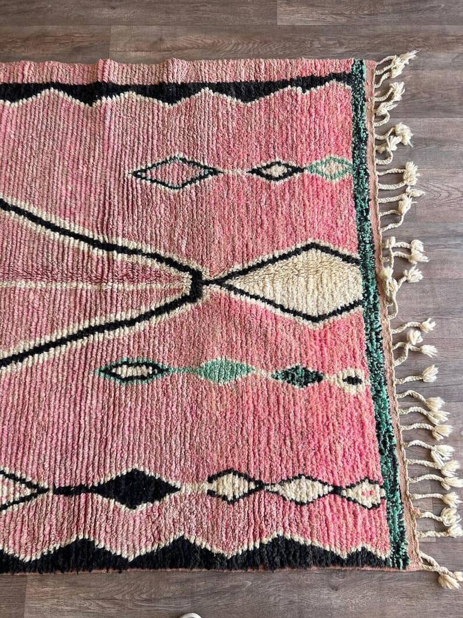 Ręcznie tkany dywan 200x300 cm, wełna, różowy, Maroko - 202697