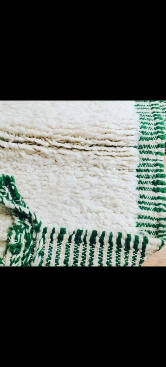 Ręcznie tkany dywan 250x150 cm, wełna, zielony, kremowy, Maroko - 202693