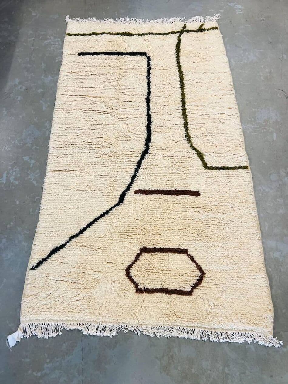 Ręcznie tkany dywan 200x100 cm, wełna, biały, Maroko - 202686