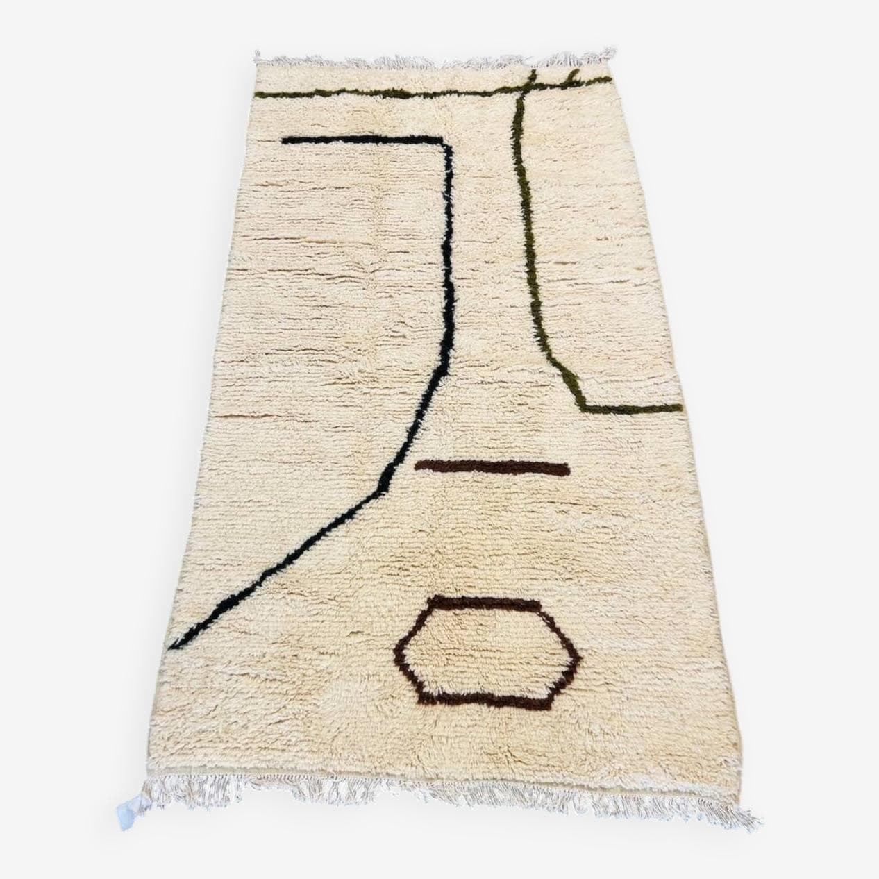 Ręcznie tkany dywan 200x100 cm, wełna, biały, Maroko - 202685