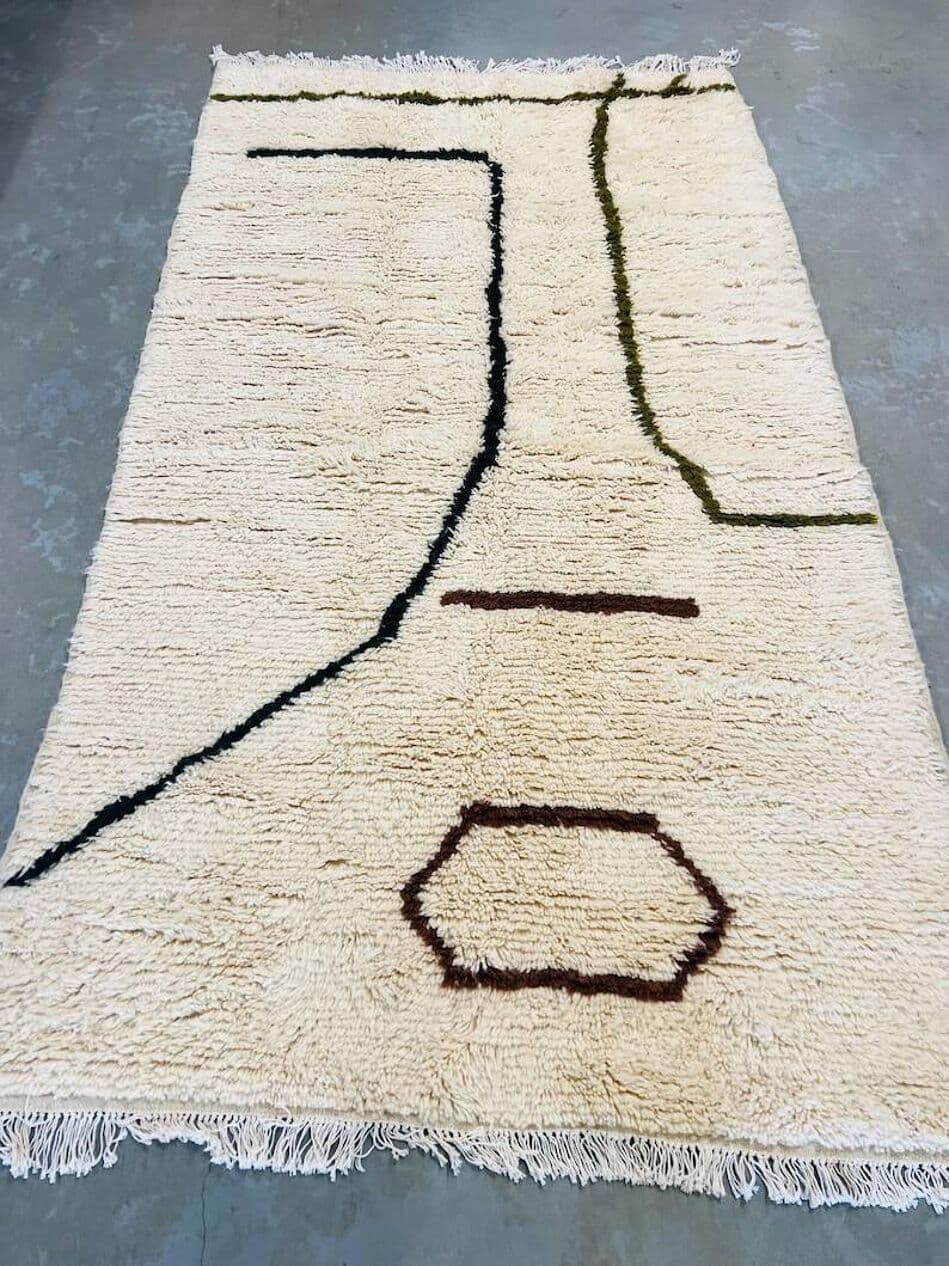 Ręcznie tkany dywan 200x100 cm, wełna, biały, Maroko - 202688