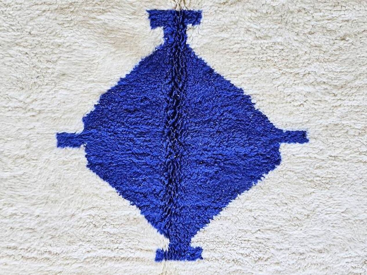 Ręcznie tkany dywan 200x300 cm, wełna, niebieski, kość słoniowa, Maroko - 202675