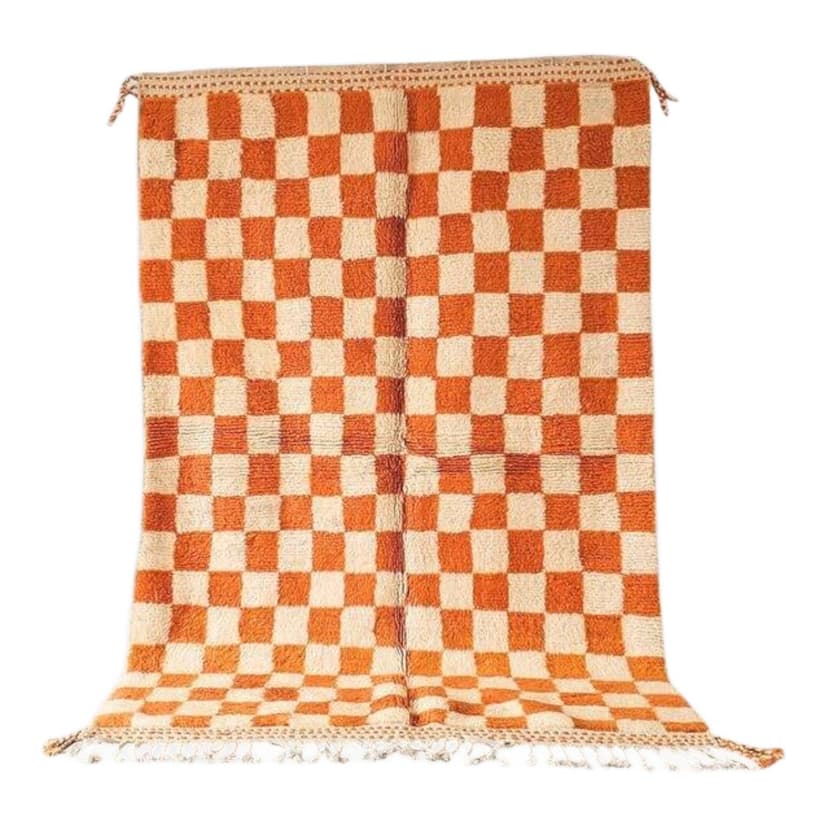 Ręcznie tkany dywan 250x150 cm, wełna, pomarańczowy, Maroko